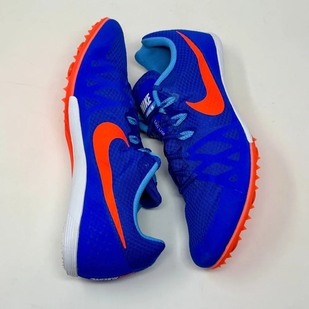 Nike Rival M8 Multi Use Racing Track Cleats with Spikes Blue Orange Mens Size 13